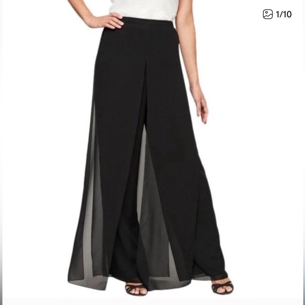 J.R. Nites Black Chiffon Overlay Evening Pants